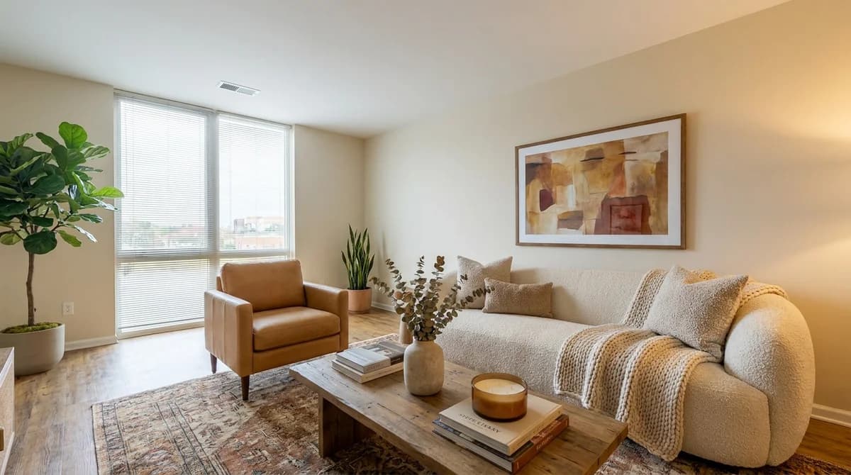Dezelfde ruimte gestyled als vakantiewoning