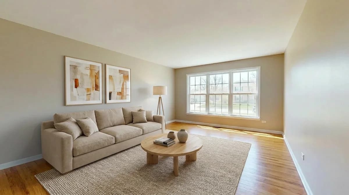 Lo stesso soggiorno dopo l'home staging virtuale AI