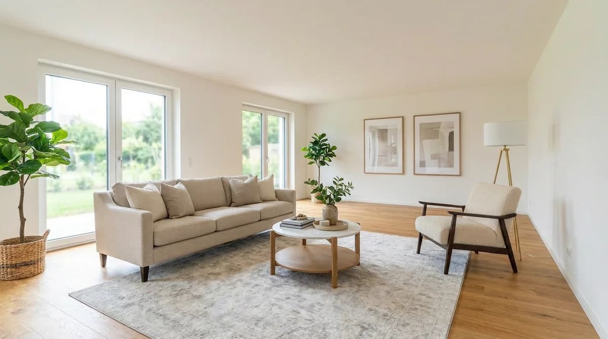 The same living room after AI virtual staging