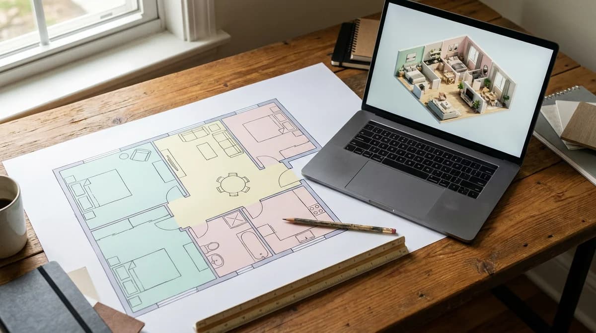 Planimetrie renderizzate: 2D, 3D e vista dollhouse arredata
