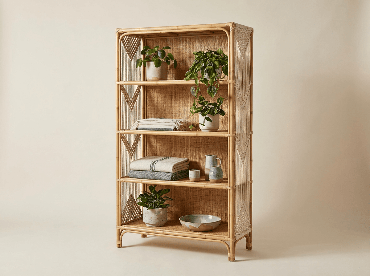 Freestanding woven bookshelf