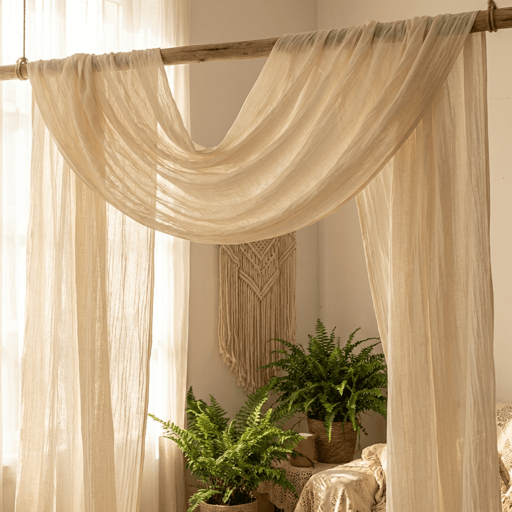 Drape lightweight fabric for a canopy or curtain effect