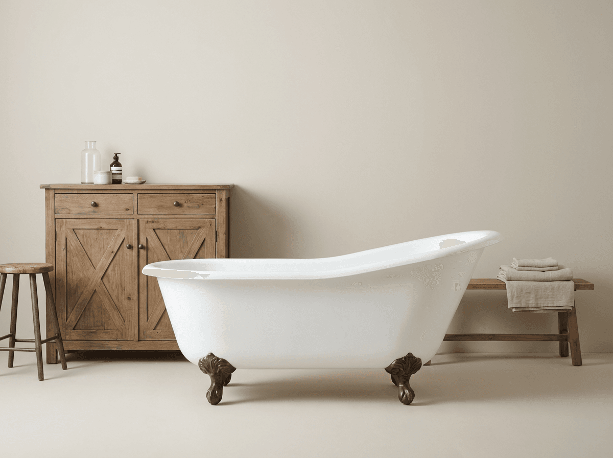Cast-iron clawfoot bathtub