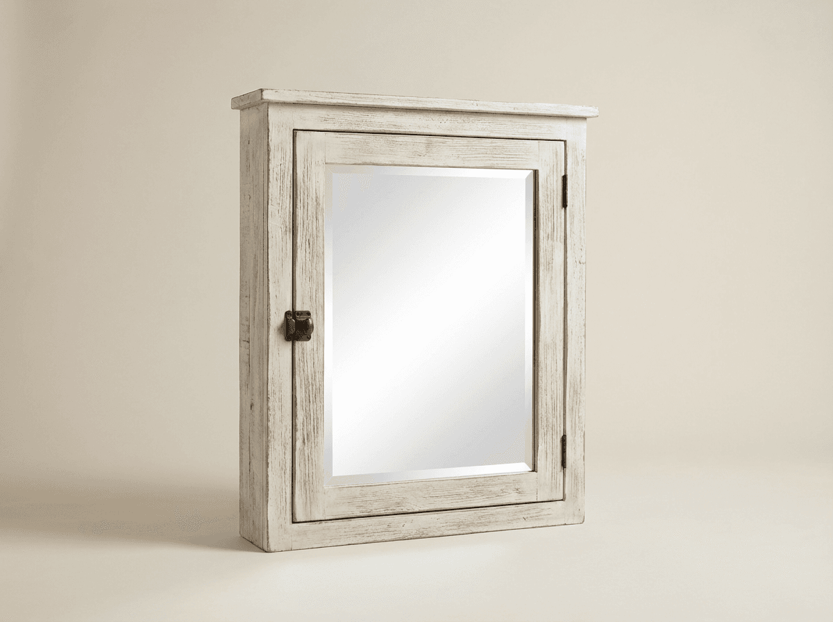 Wooden medicine cabinet with mirror