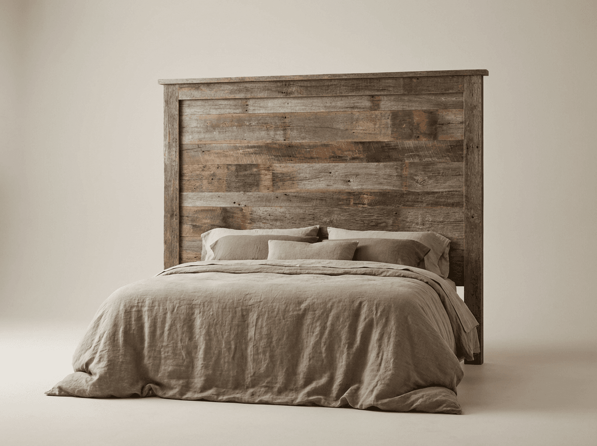 Reclaimed wood panel headboard