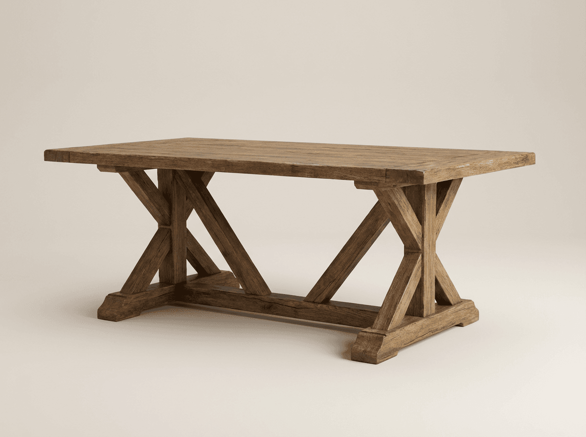 Oak trestle dining table