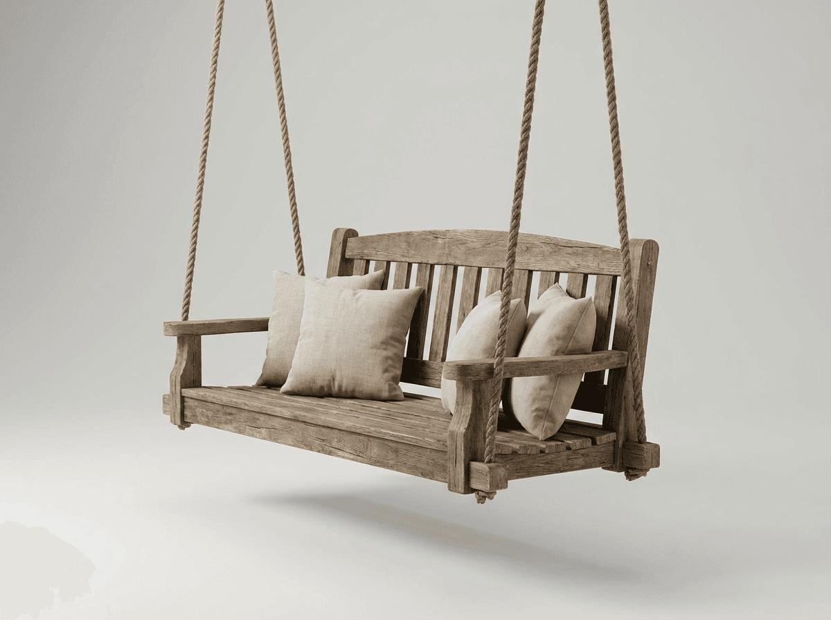 Wooden porch swing