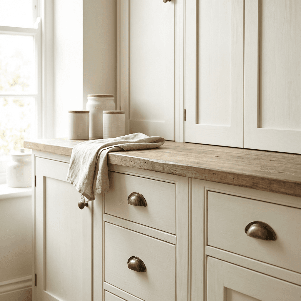 Install shaker-style cabinets with visible frame detail