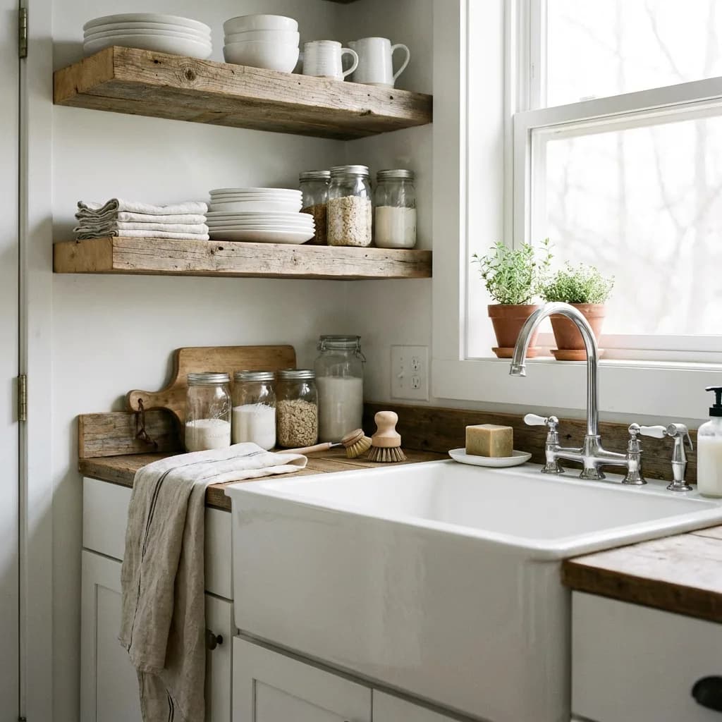 Apron-Front Sinks & Open Shelving