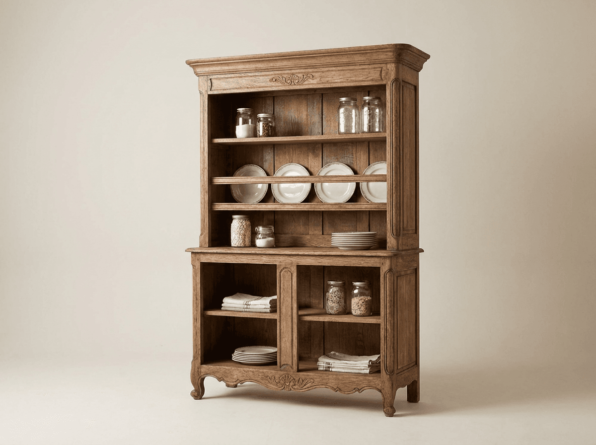 Open-front wooden hutch or vaisselier