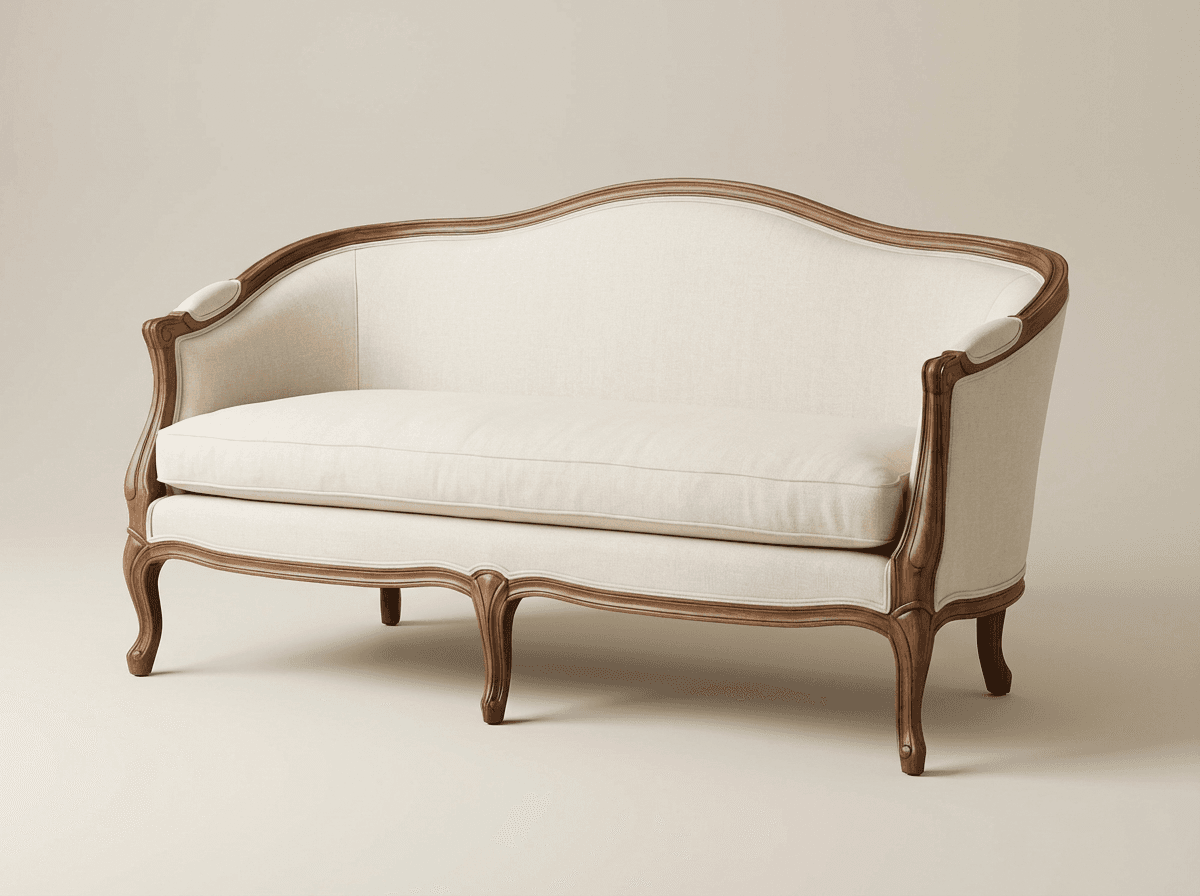 French canapé (settee) in linen or velvet