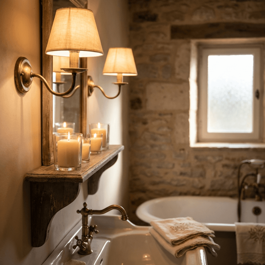 Add soft lighting with sconces and candles