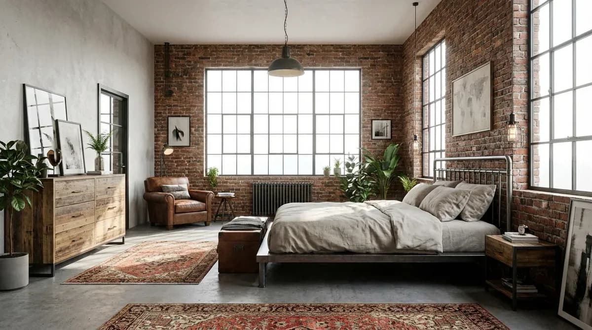 Industrial Bedroom design visualization