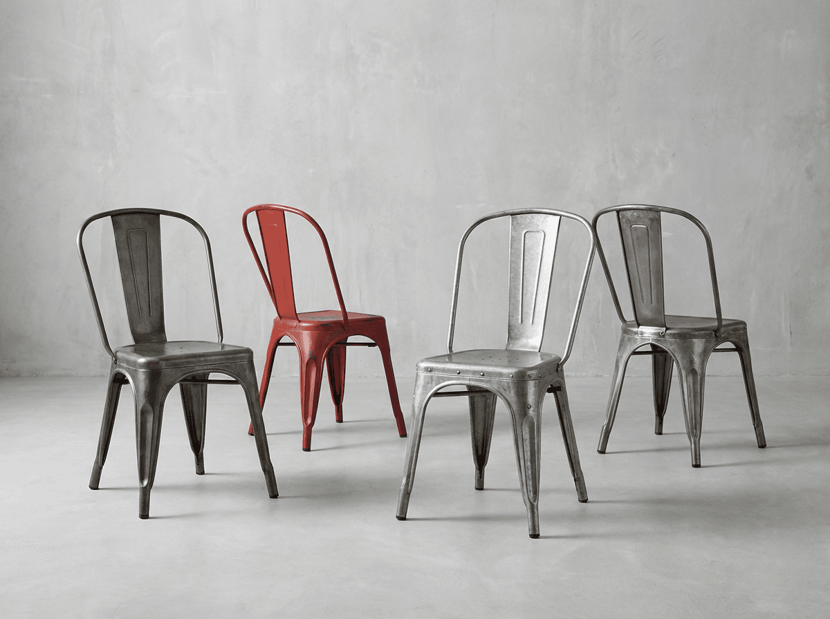 Tolix-style metal dining chairs