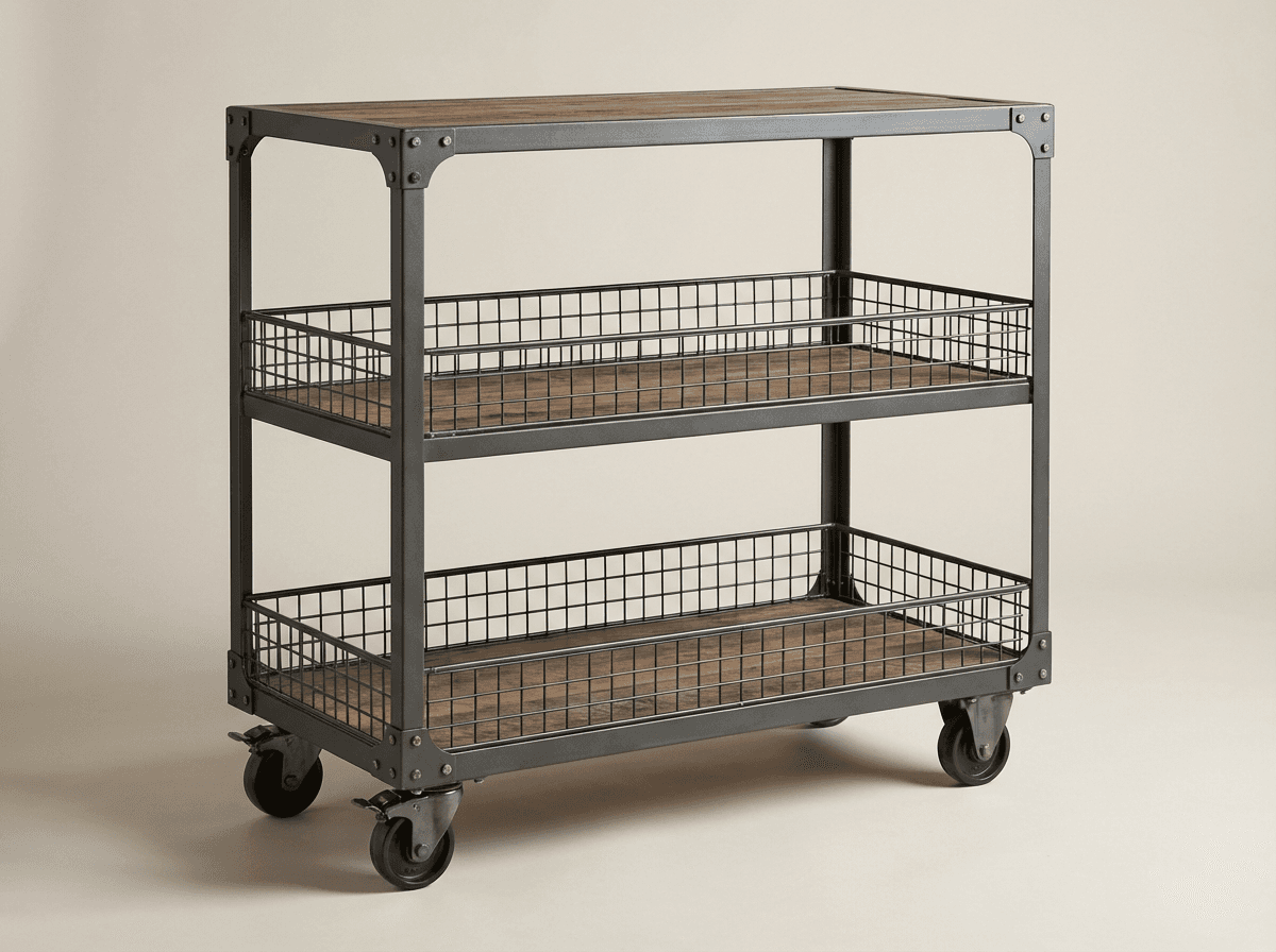 Steel-frame rolling storage cart