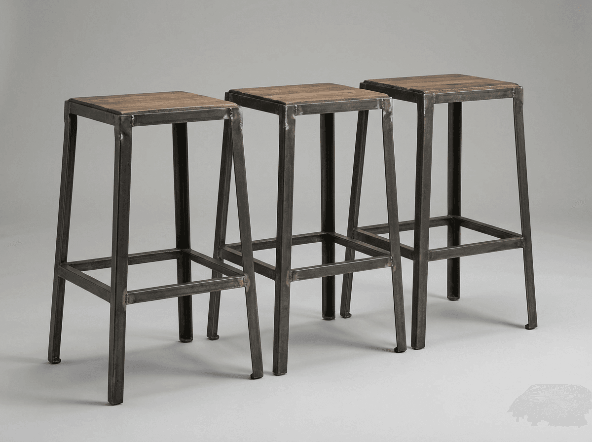 Metal and wood bar stools