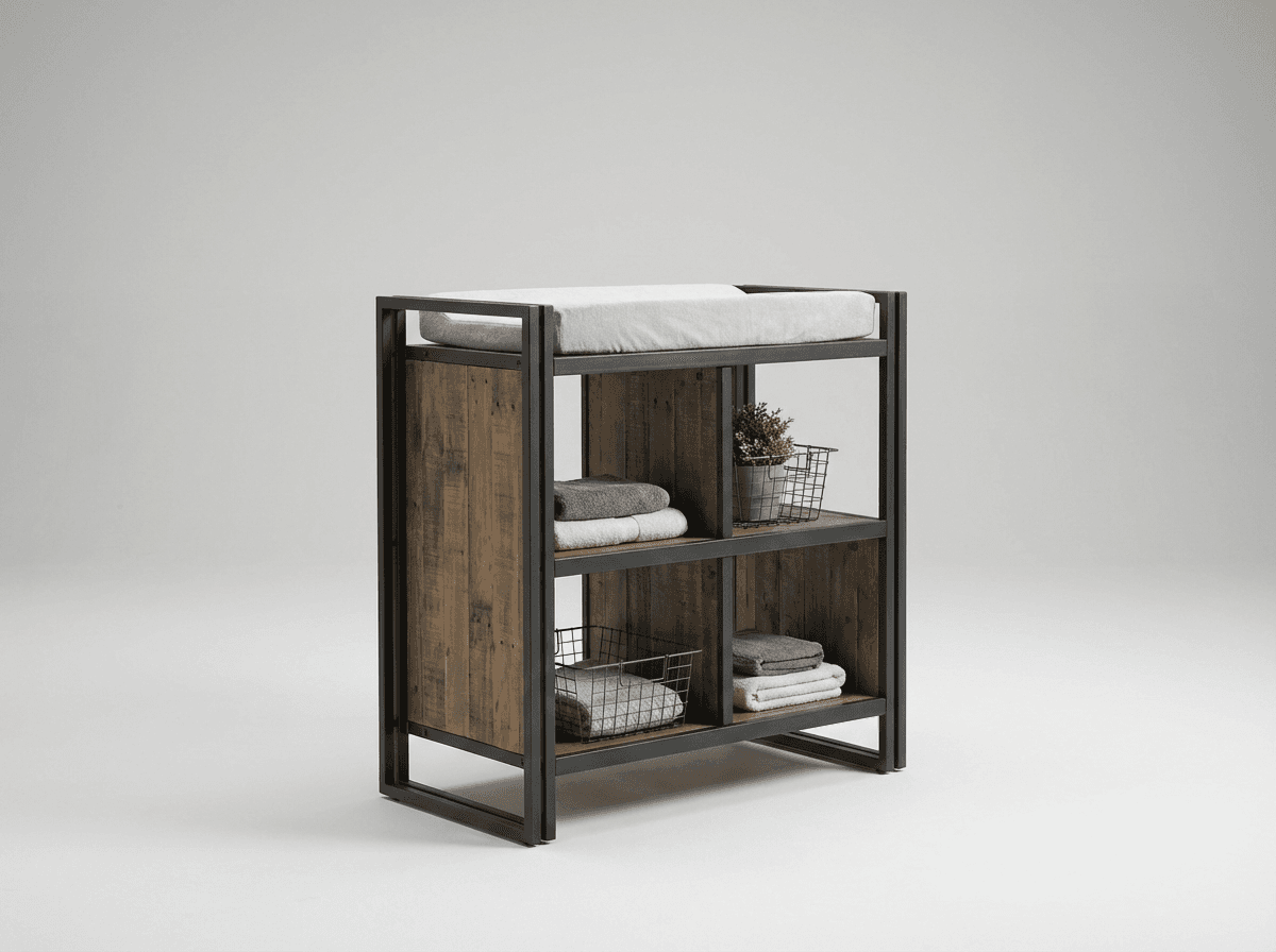 Open metal and wood changing station