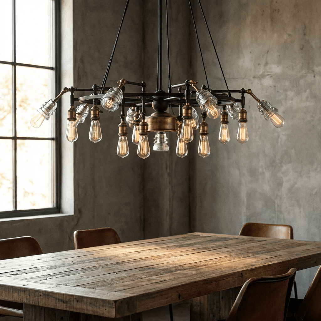 Hang a dramatic pendant or chandelier low over the table