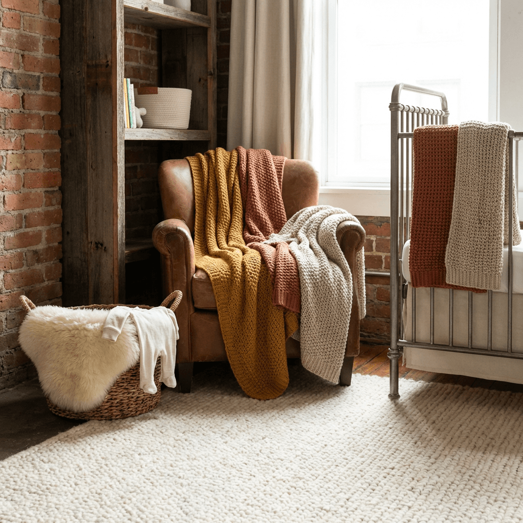 Introduce warmth through textiles and a plush rug