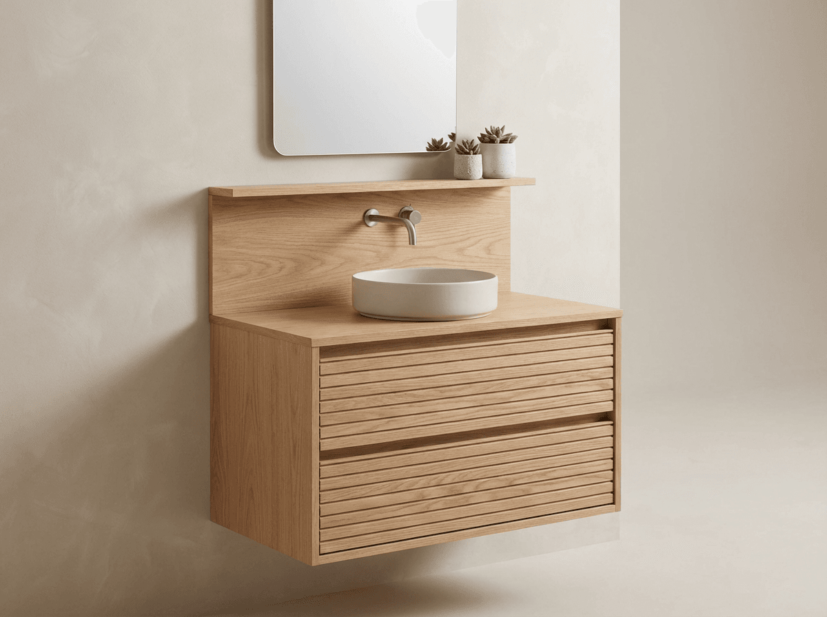 Wall-mounted timber vanity