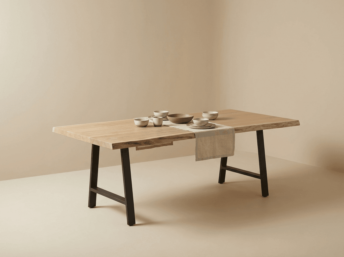 Solid wood slab dining table