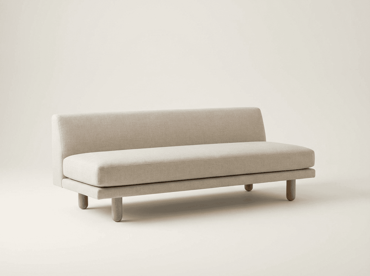Low-profile linen sofa