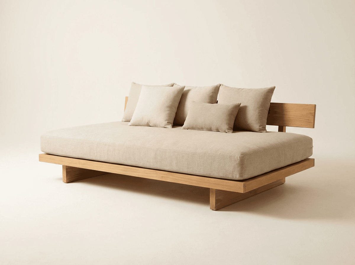 Teak low-platform daybed
