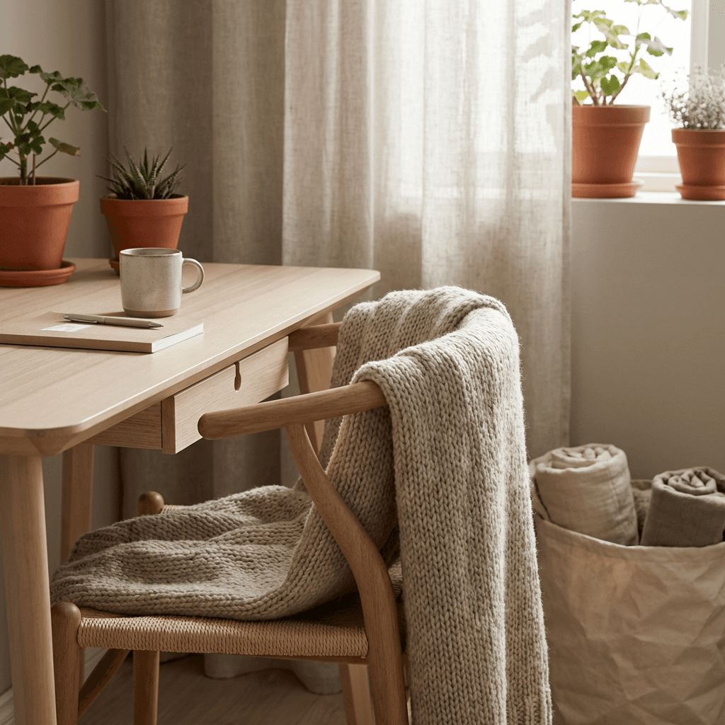 Soften the room with natural textiles