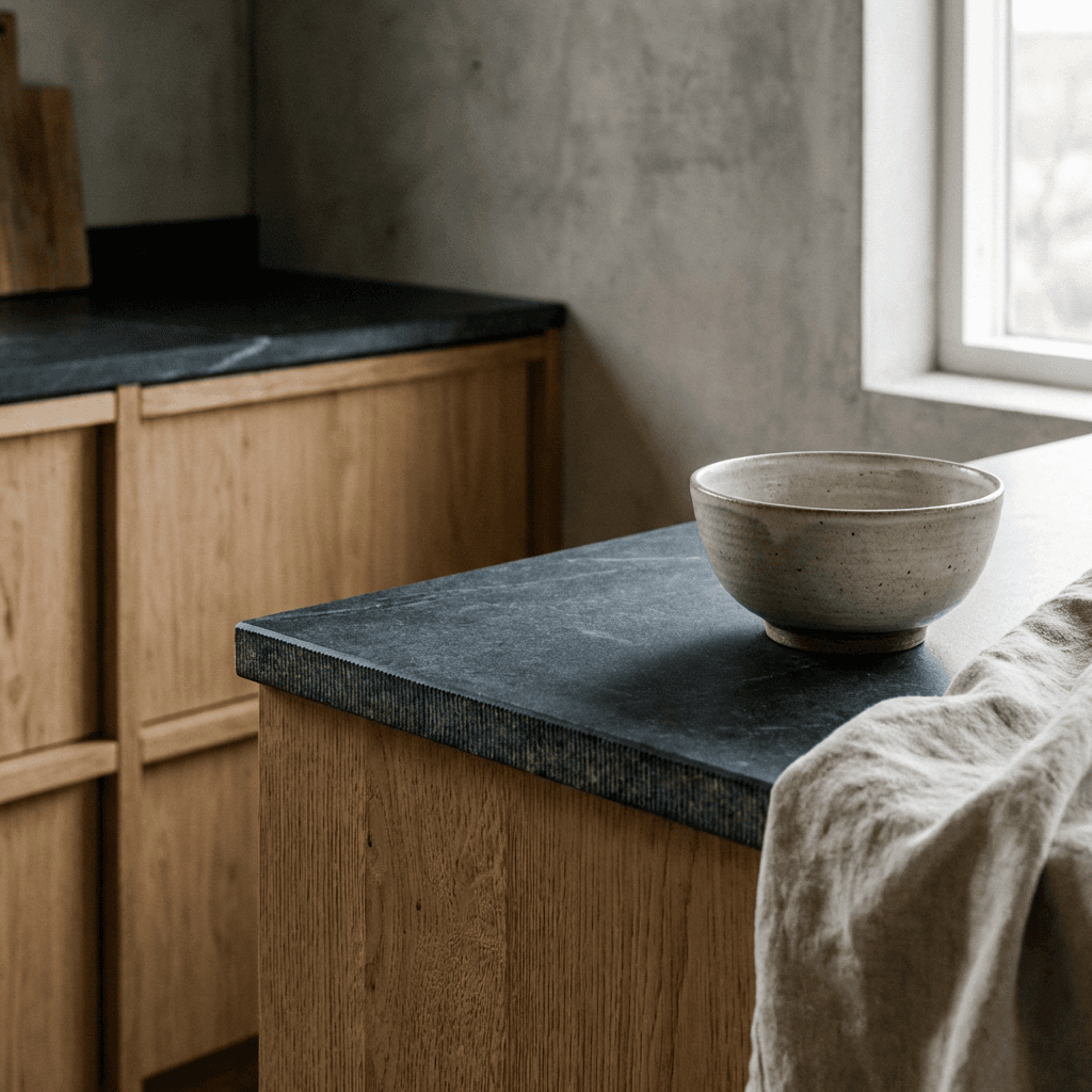 Choose matte, tactile finishes for countertops