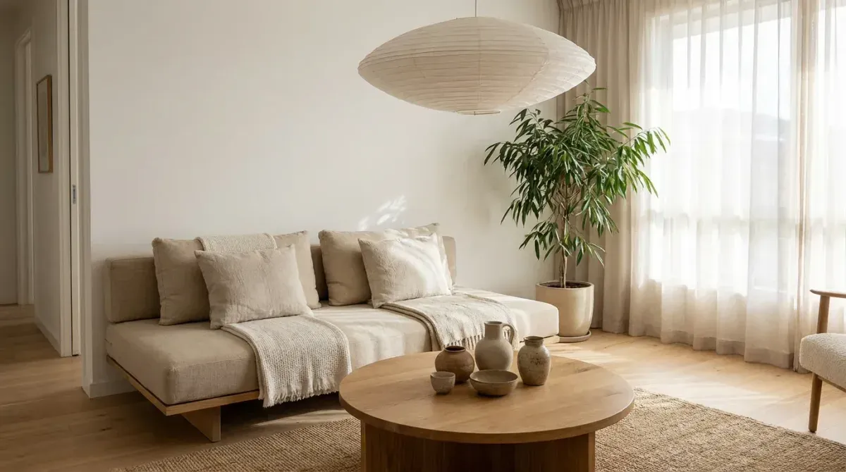 Before and after AI Japandi design transformation