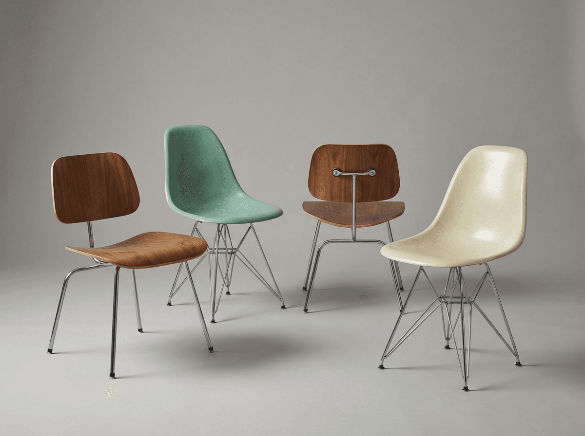 Molded plywood or fiberglass dining chairs