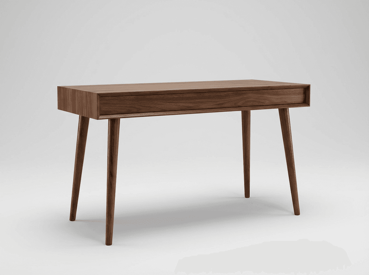 Walnut writing desk with tapered legs