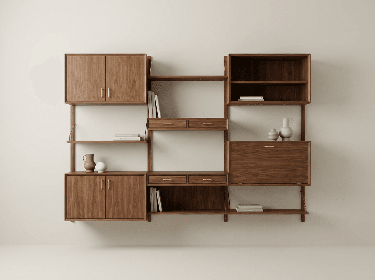 Wall-mounted modular shelving unit