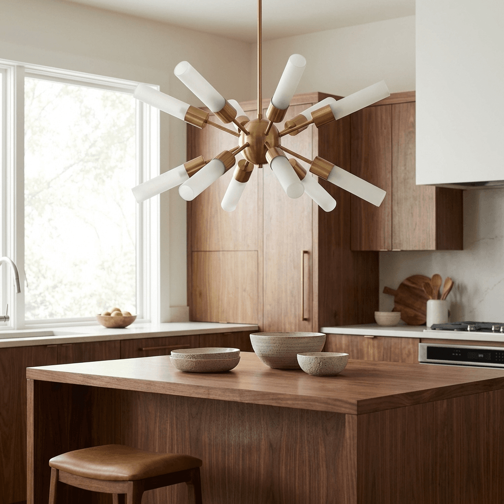 Add a statement pendant over the island or dining nook