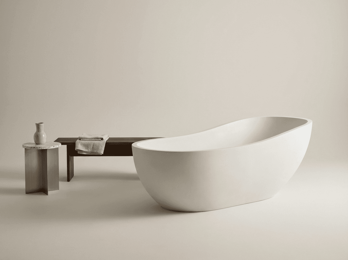 Freestanding sculptural bathtub