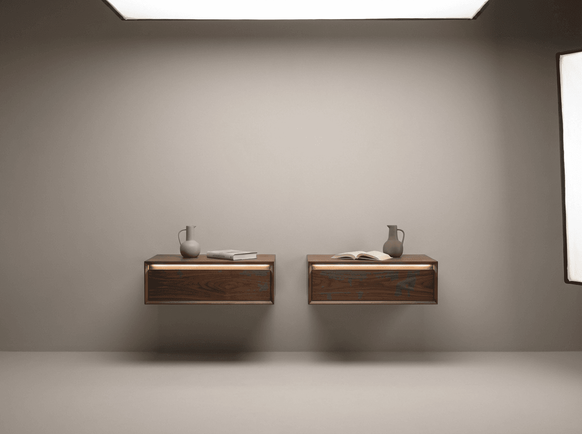 Floating wall-mounted nightstands