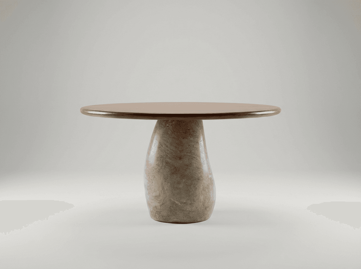 Sculptural pedestal dining table