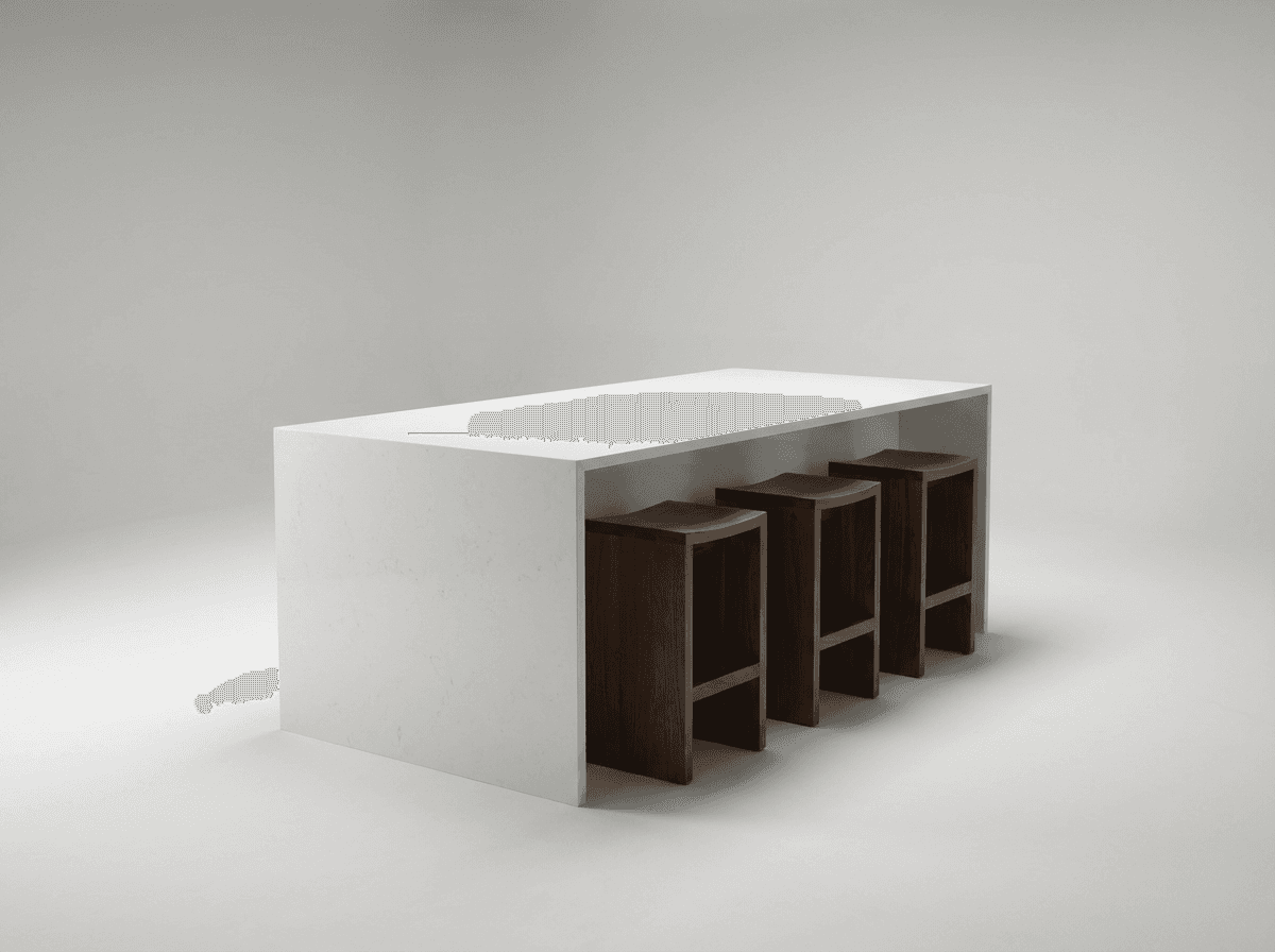 Waterfall-edge kitchen island