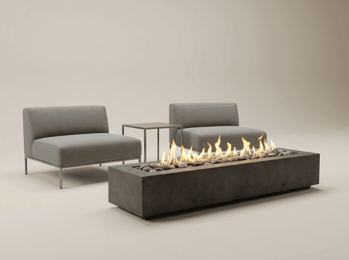Linear gas fire pit