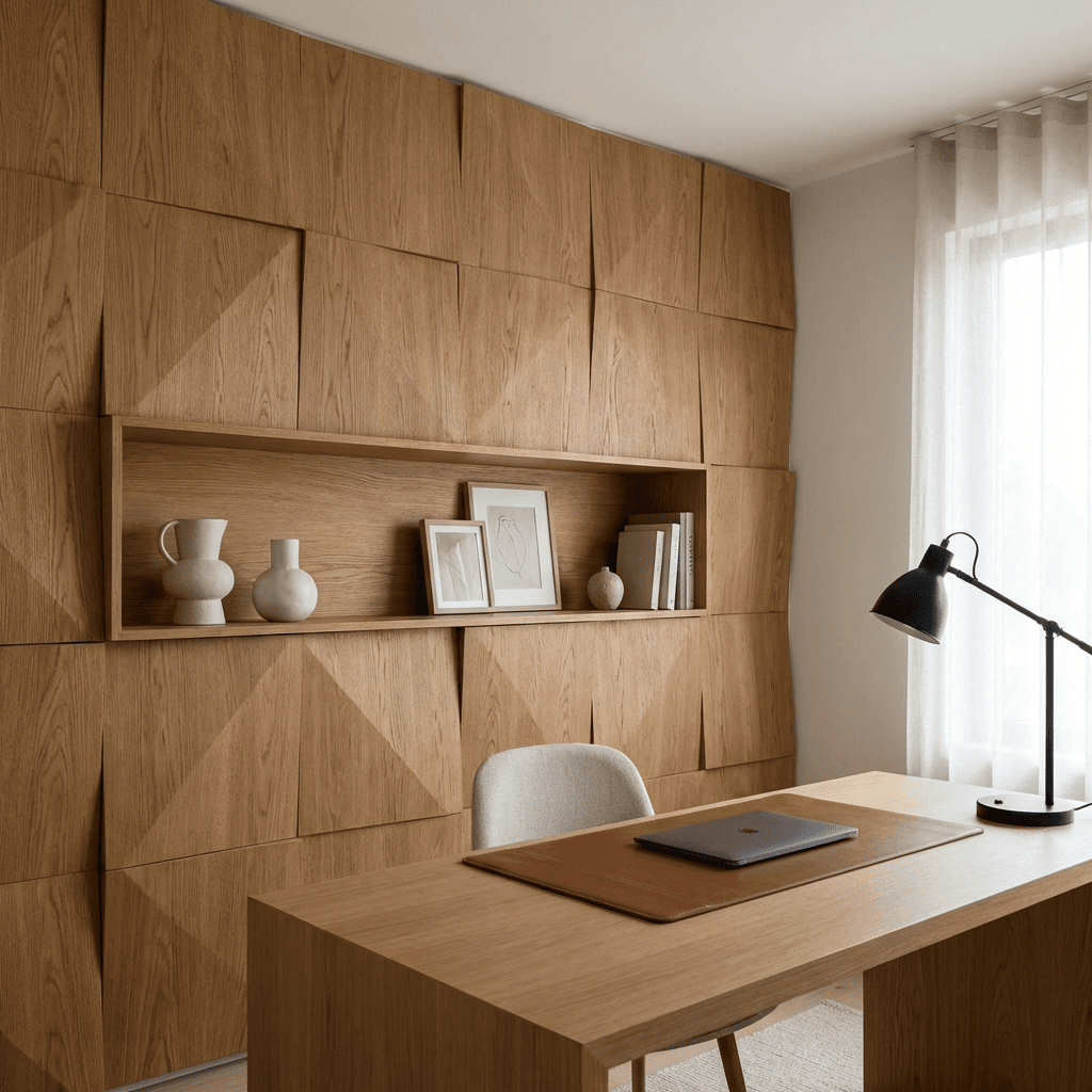 Create a feature wall behind the desk