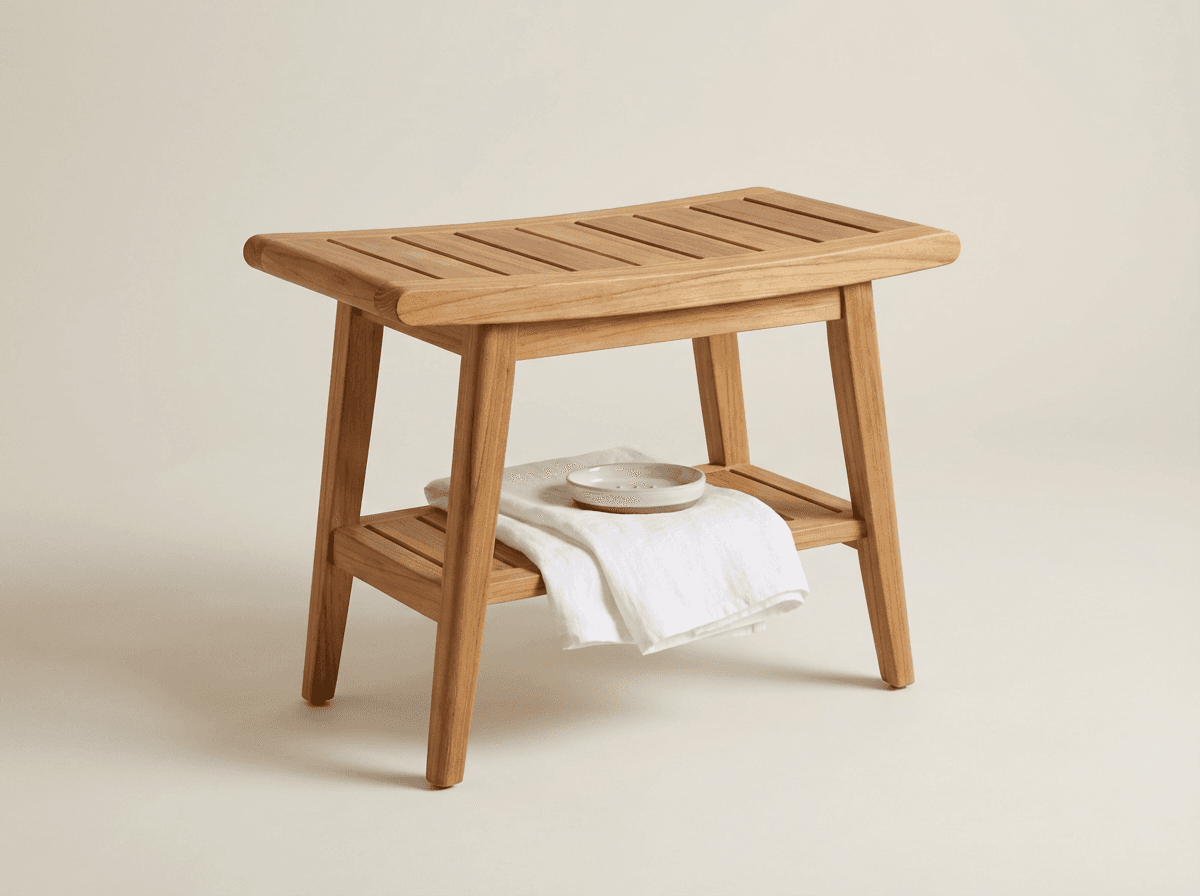 Teak shower bench