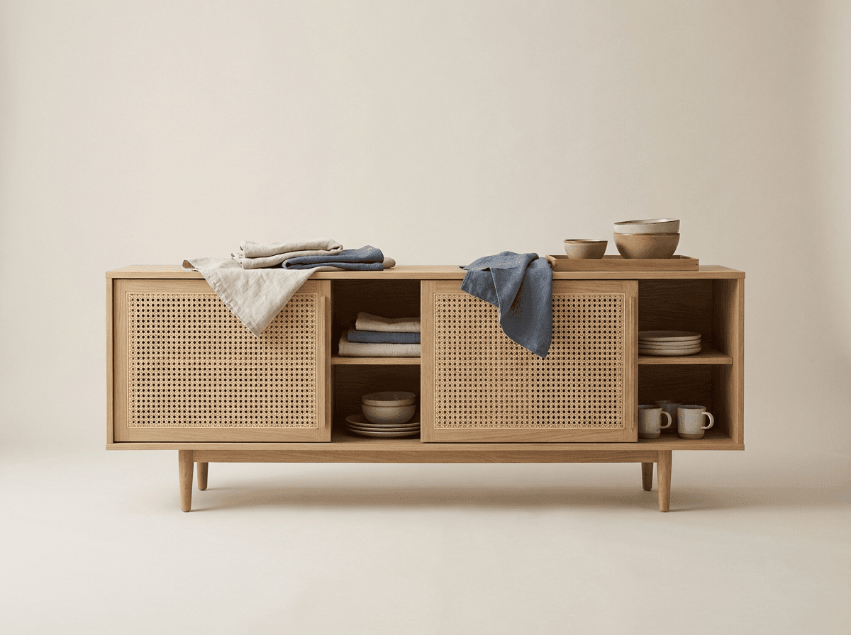 Low sideboard for linens and ceramics