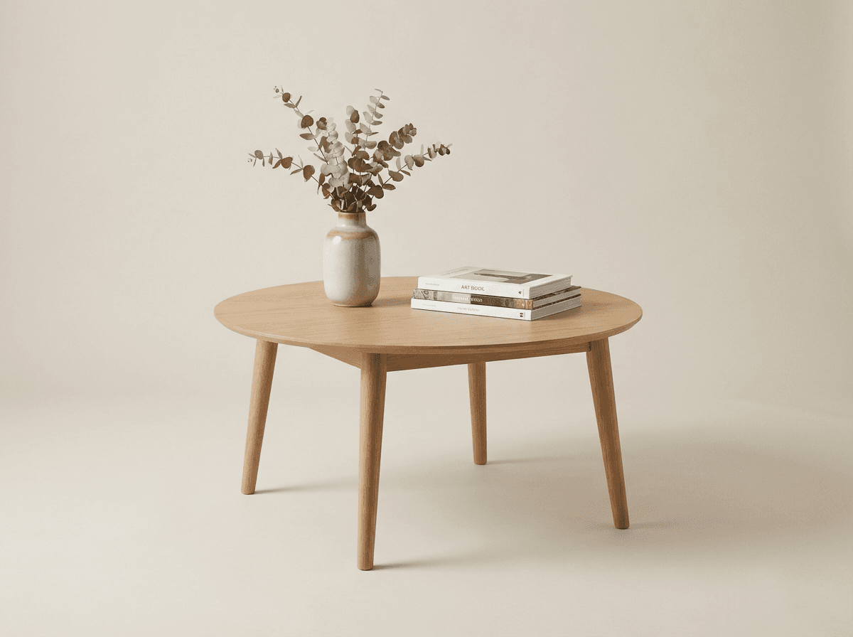 Round oak coffee table