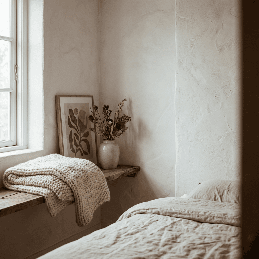 Use white walls with texture, not flat paint