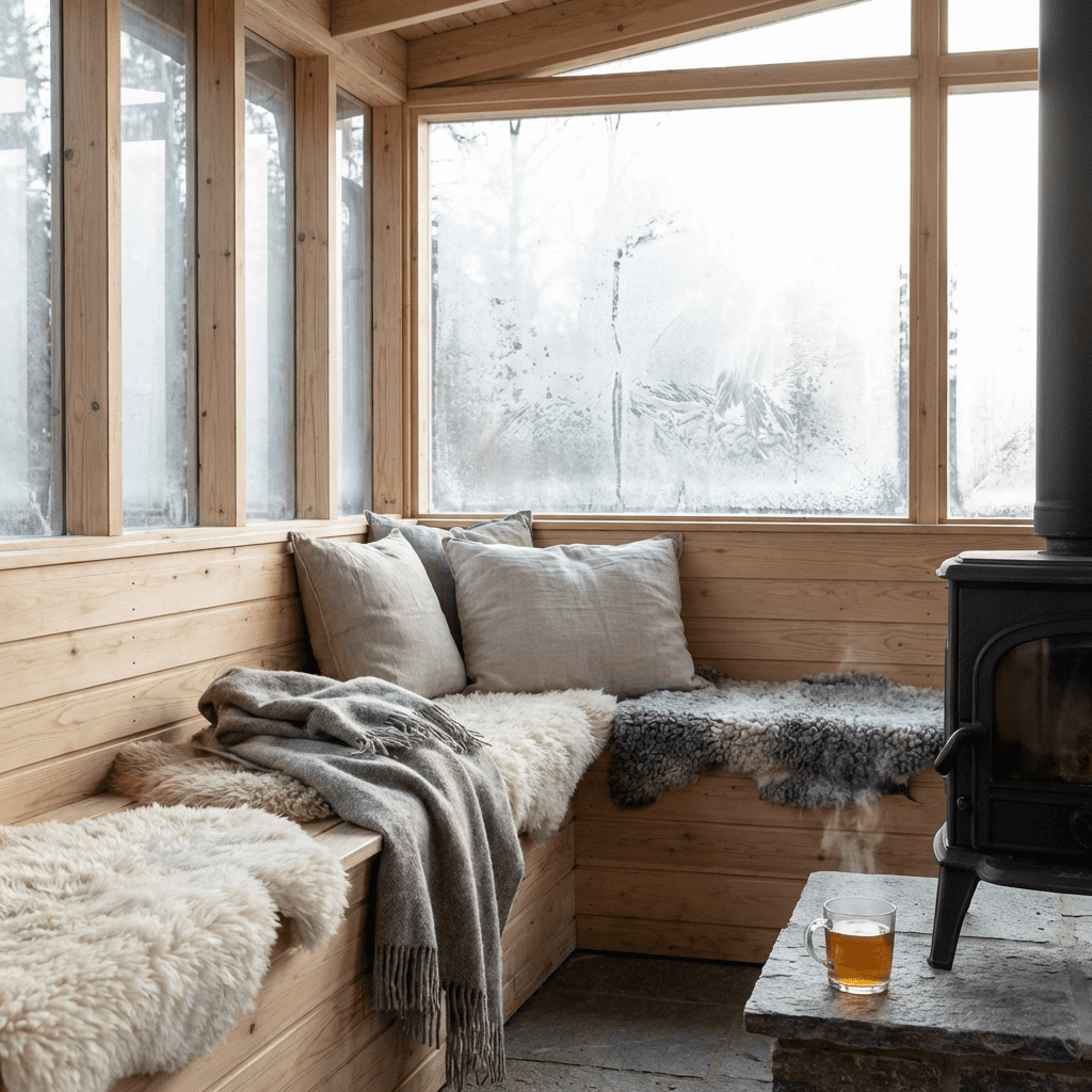 Create a sheltered seating area for year-round use