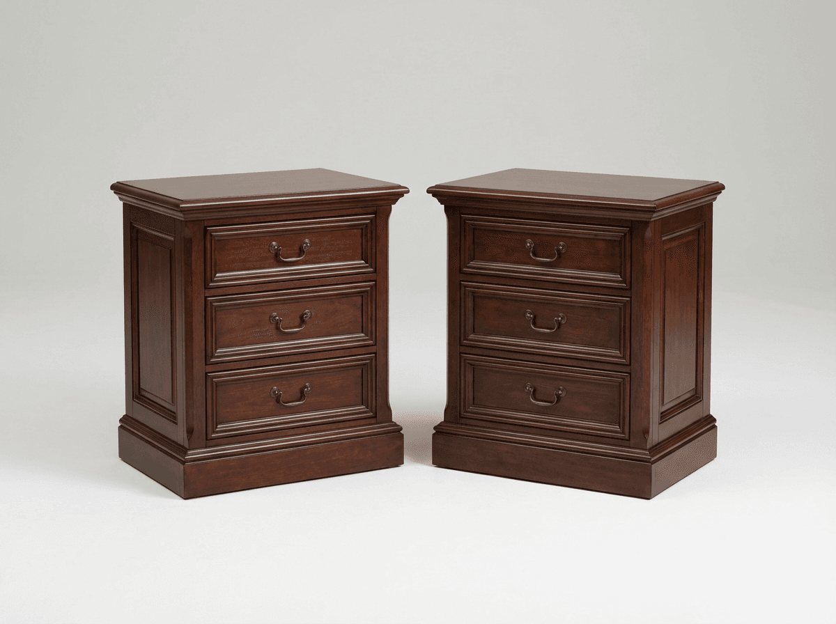 Three-drawer mahogany nightstands
