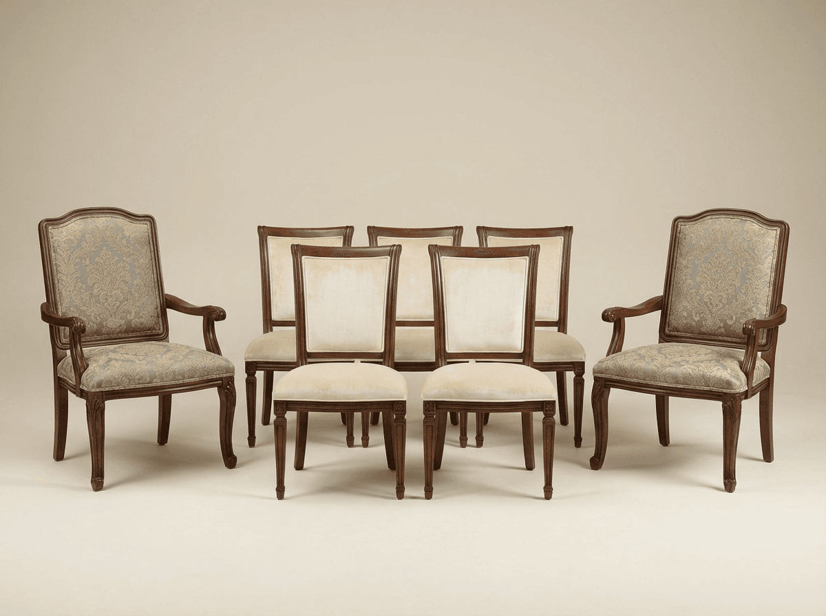 Upholstered side chairs with host chairs