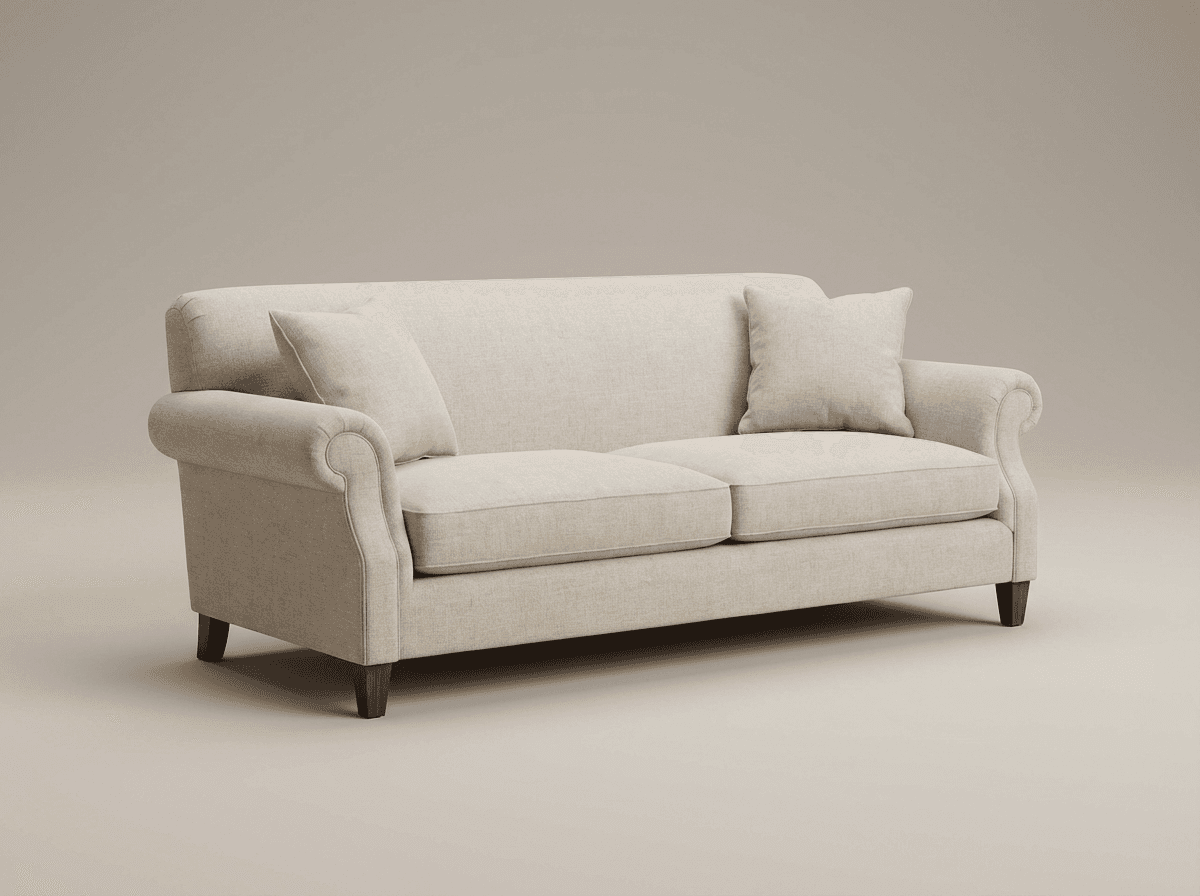 Rolled-arm sofa in linen or velvet