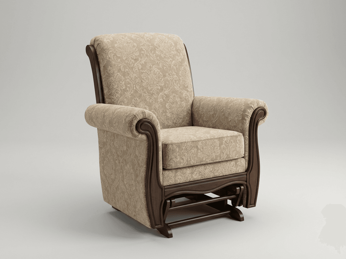 Upholstered glider with rolled arms