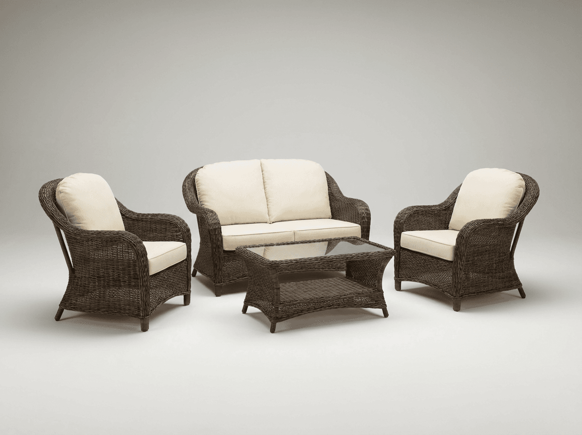Deep-seat wicker conversation set